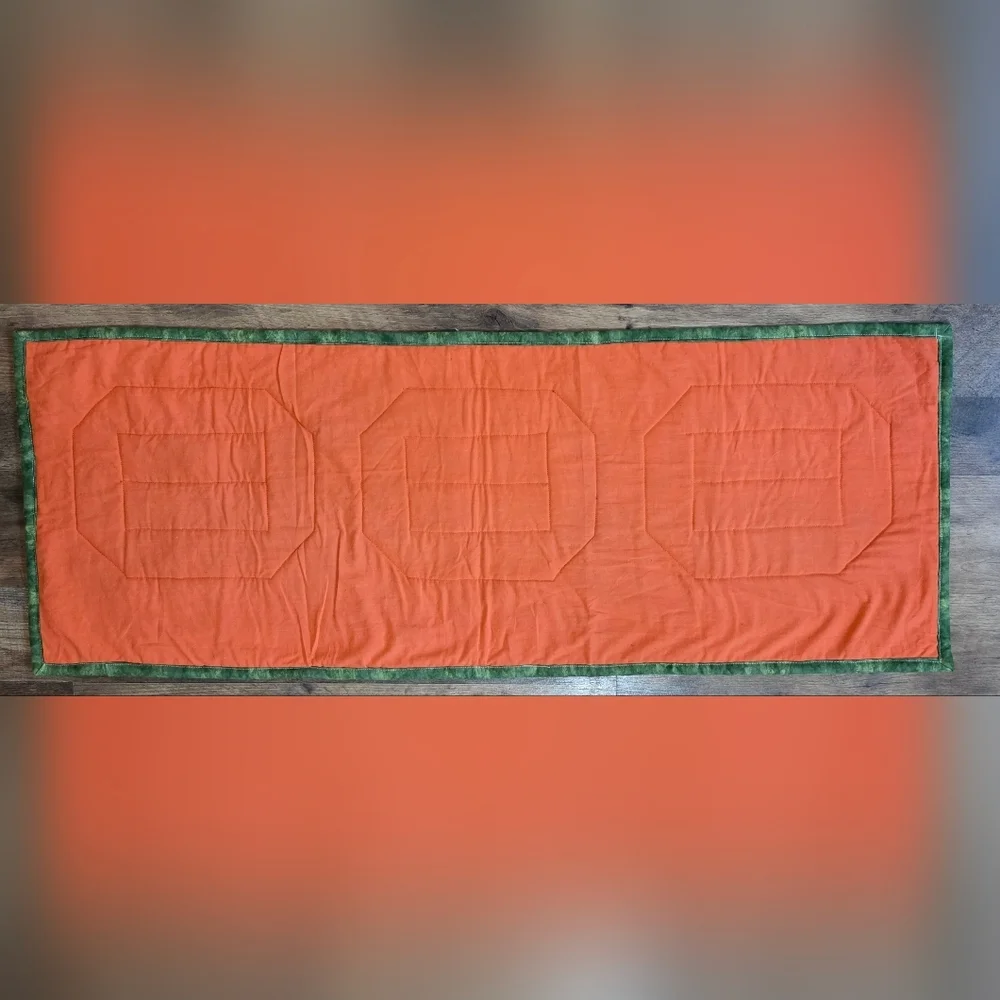 Handmade Quilted Scrappy Pumpkin Holiday Table Runner Decoration